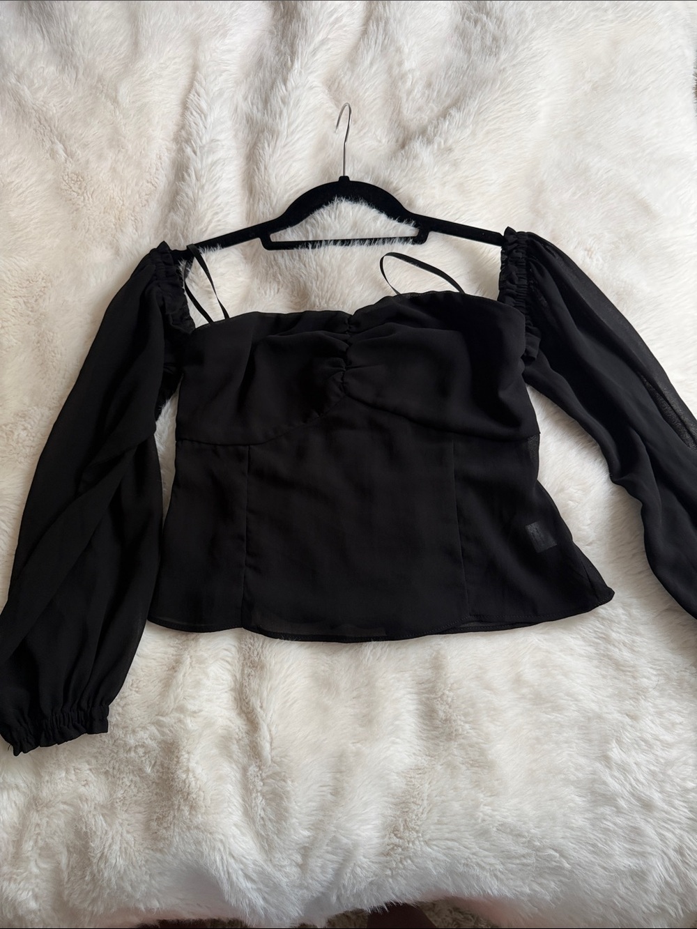 superdown Black Off-Shoulder Peasant Blouse